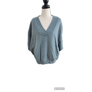 Prana Cozy Up Pullover Dusty Aloe Heather, Cropped, Dolman Size Small Hemp Blend